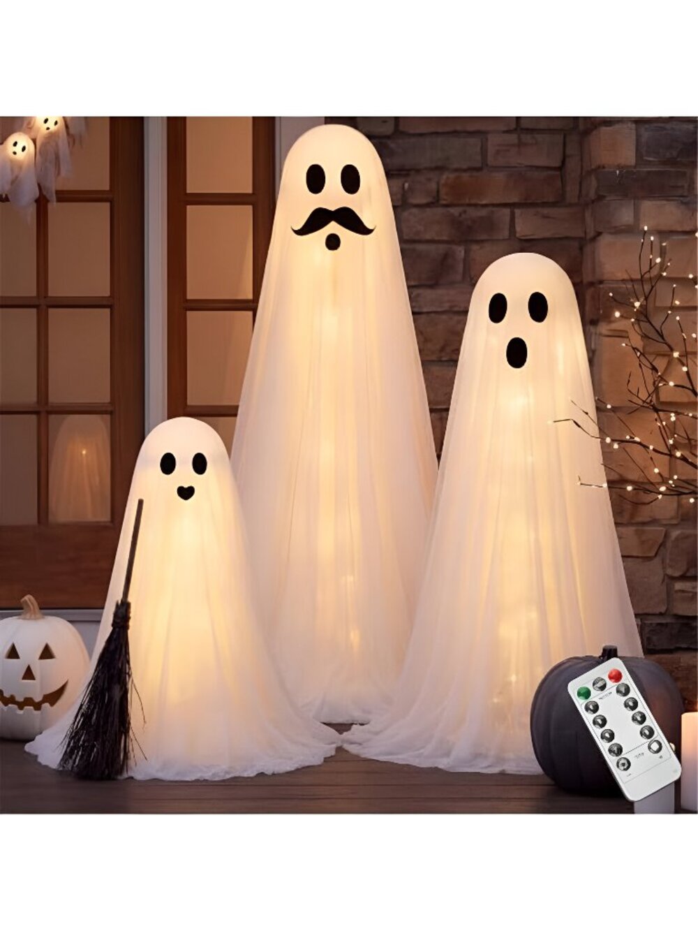 3 Pcs Halloween Decorations Outdoor Standing Ghost Family, Spooky Warm